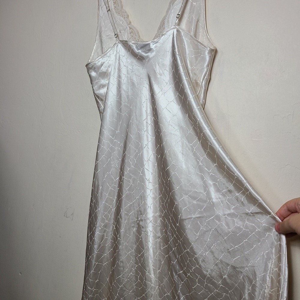 Vtg Ivory Lace Babydoll Maxi Slip Gown Set M Chemise Quiet Lux‎ Coquette Bridal - Picture 7 of 16